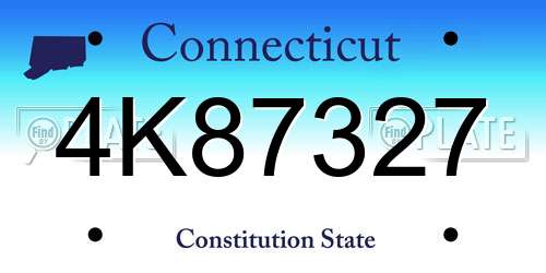 4K87327 Connecticut License Plate