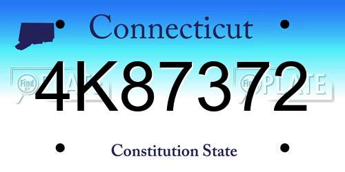 4K87372 Connecticut License Plate