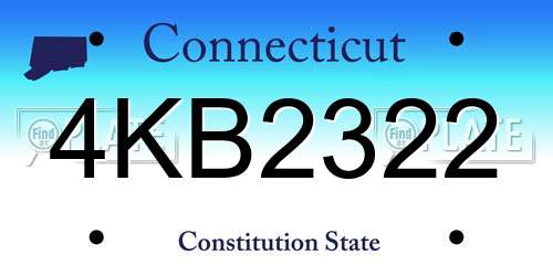 4KB2322 Connecticut License Plate
