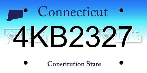 4KB2327 Connecticut License Plate