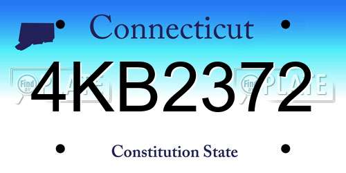 4KB2372 Connecticut License Plate