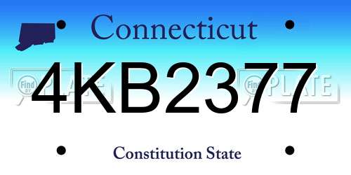 4KB2377 Connecticut License Plate