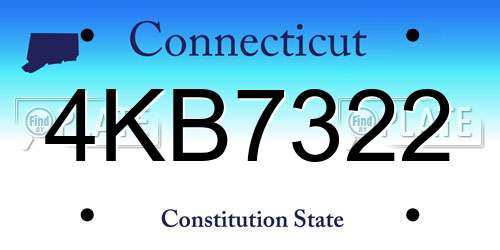 4KB7322 Connecticut License Plate