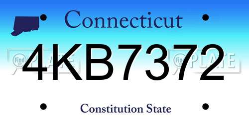 4KB7372 Connecticut License Plate