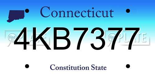 4KB7377 Connecticut License Plate
