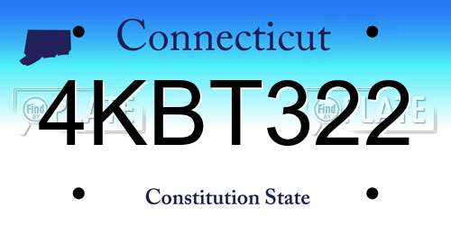 4KBT322 Connecticut License Plate