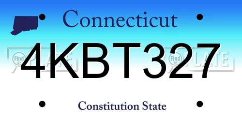 4KBT327 Connecticut License Plate