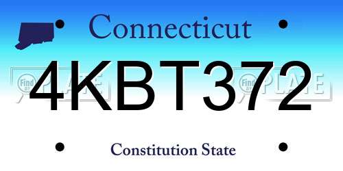 4KBT372 Connecticut License Plate