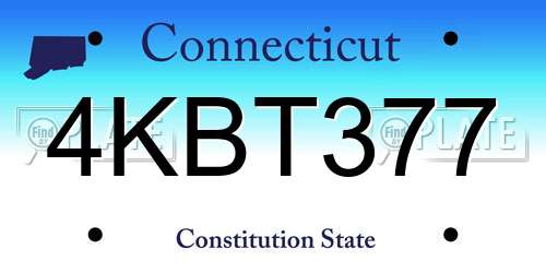 4KBT377 Connecticut License Plate