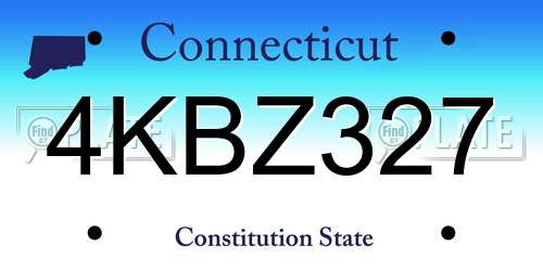 4KBZ327 Connecticut License Plate