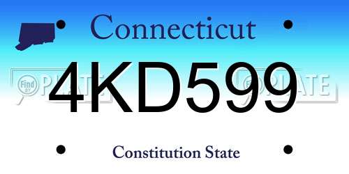 4KD599 Connecticut License Plate