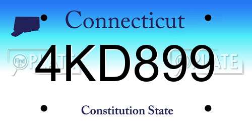 4KD899 Connecticut License Plate
