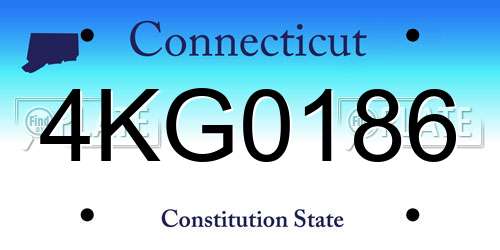 4KG0186 Connecticut License Plate