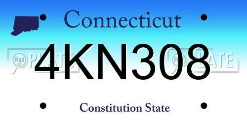 4KN308 Connecticut License Plate