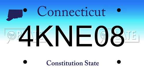 4KNE08 Connecticut License Plate