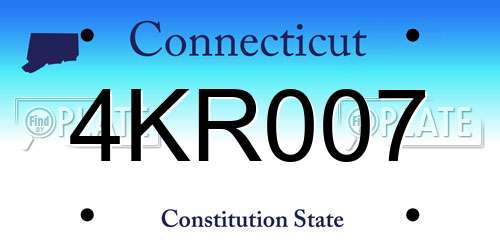4KR007 Connecticut License Plate