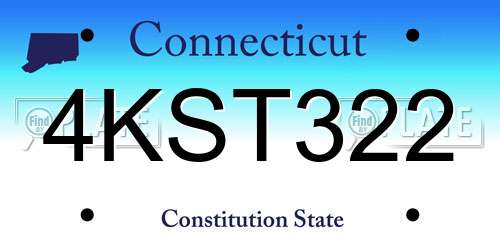 4KST322 Connecticut License Plate