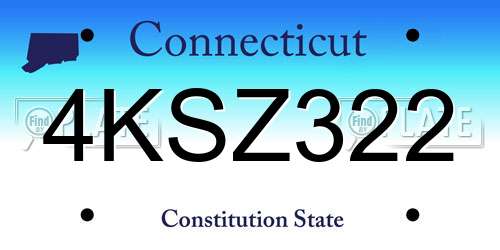4KSZ322 Connecticut License Plate