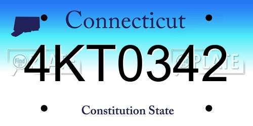 4KT0342 Connecticut License Plate