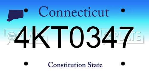 4KT0347 Connecticut License Plate