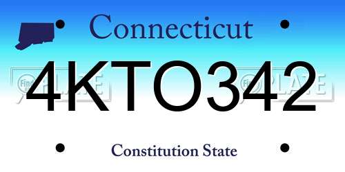 4KTO342 Connecticut License Plate