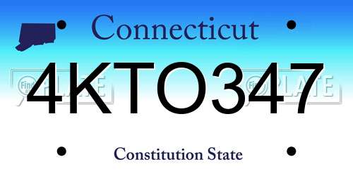 4KTO347 Connecticut License Plate