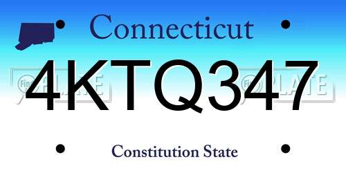 4KTQ347 Connecticut License Plate