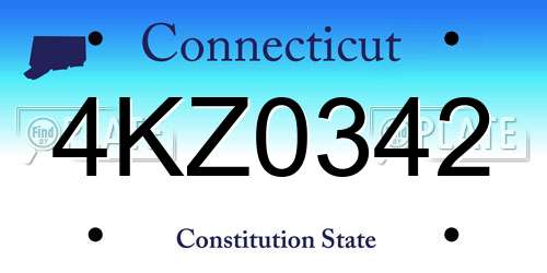 4KZ0342 Connecticut License Plate
