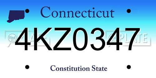 4KZ0347 Connecticut License Plate