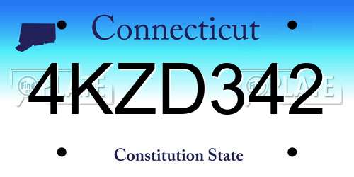 4KZD342 Connecticut License Plate