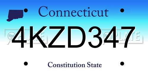 4KZD347 Connecticut License Plate