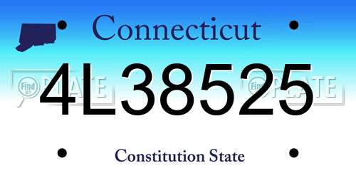 4L38525 Connecticut License Plate