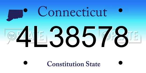 4L38578 Connecticut License Plate