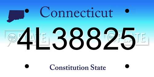 4L38825 Connecticut License Plate