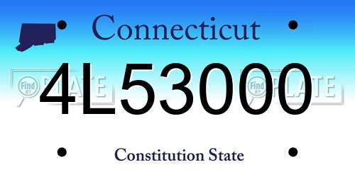 4L53000 Connecticut License Plate