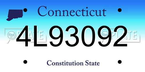 4L93092 Connecticut License Plate