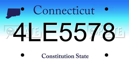 4LE5578 Connecticut License Plate