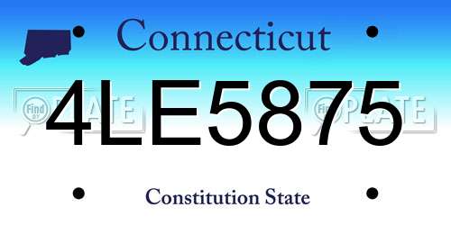 4LE5875 Connecticut License Plate