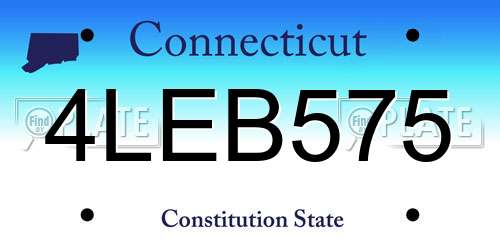 4LEB575 Connecticut License Plate