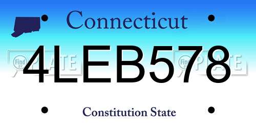 4LEB578 Connecticut License Plate