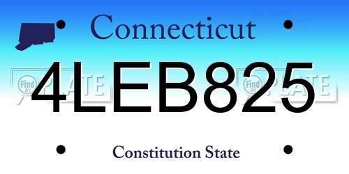 4LEB825 Connecticut License Plate
