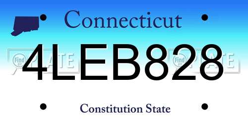 4LEB828 Connecticut License Plate