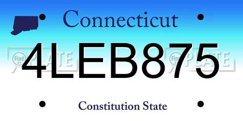 4LEB875 Connecticut License Plate