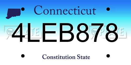 4LEB878 Connecticut License Plate