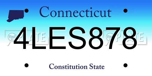 4LES878 Connecticut License Plate