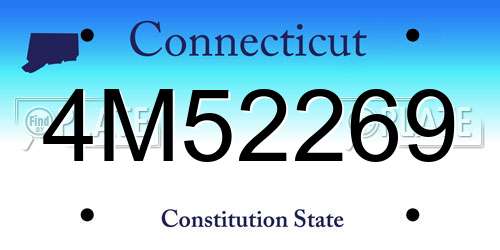 4M52269 Connecticut License Plate