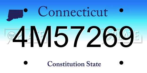 4M57269 Connecticut License Plate