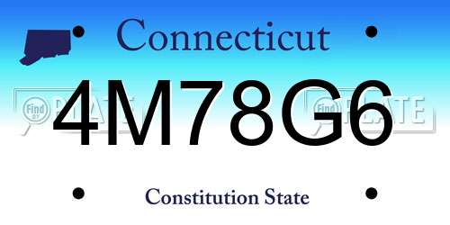 4M78G6 Connecticut License Plate