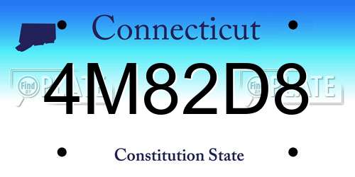 4M82D8 Connecticut License Plate