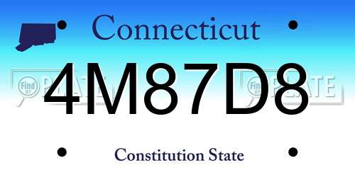 4M87D8 Connecticut License Plate